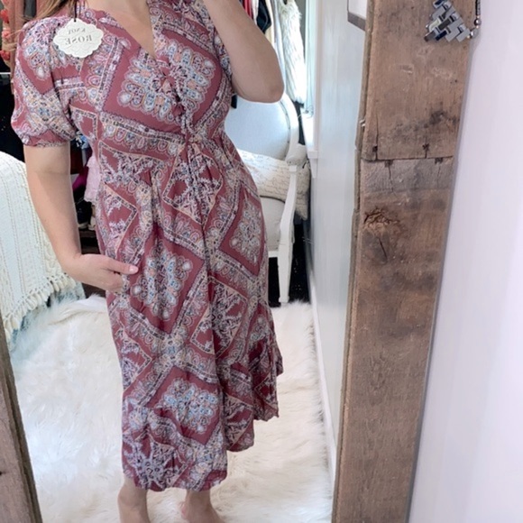 Pink rose mauve floral maxi dress size xsmall new with tags - Picture 1 of 9